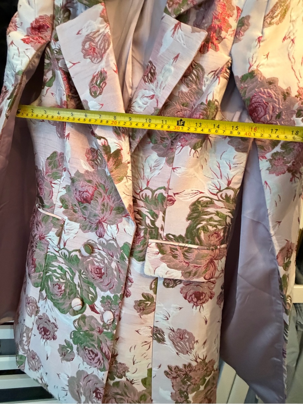 Floral-Print Pink Cape Blazer Dress - Picture 2 of 7